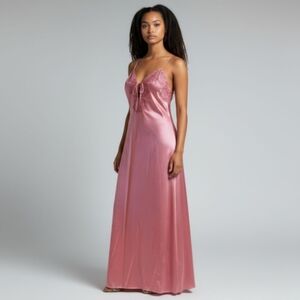 Vintage Jolie Two Lace Trim Long Slip Dress